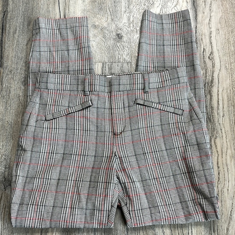 GAP Women’s Black White Red Plaid Houndstooth Signature Skinny Ankle Pants, sz 4